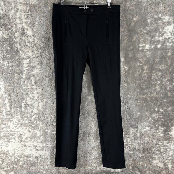 Kenneth Cole Sz 4 Stretch Career Straight Leg Pants Black Zip Pocket Button Zip - Picture 1 of 13